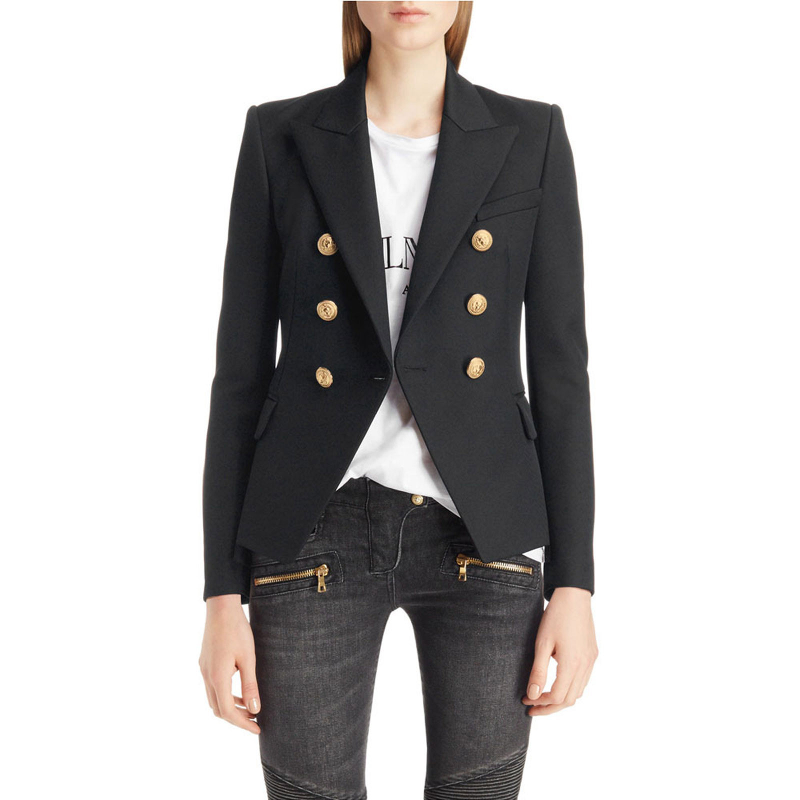 Manteau Femme Mode Double Boutonnage Bouton Automne Blouse Slim