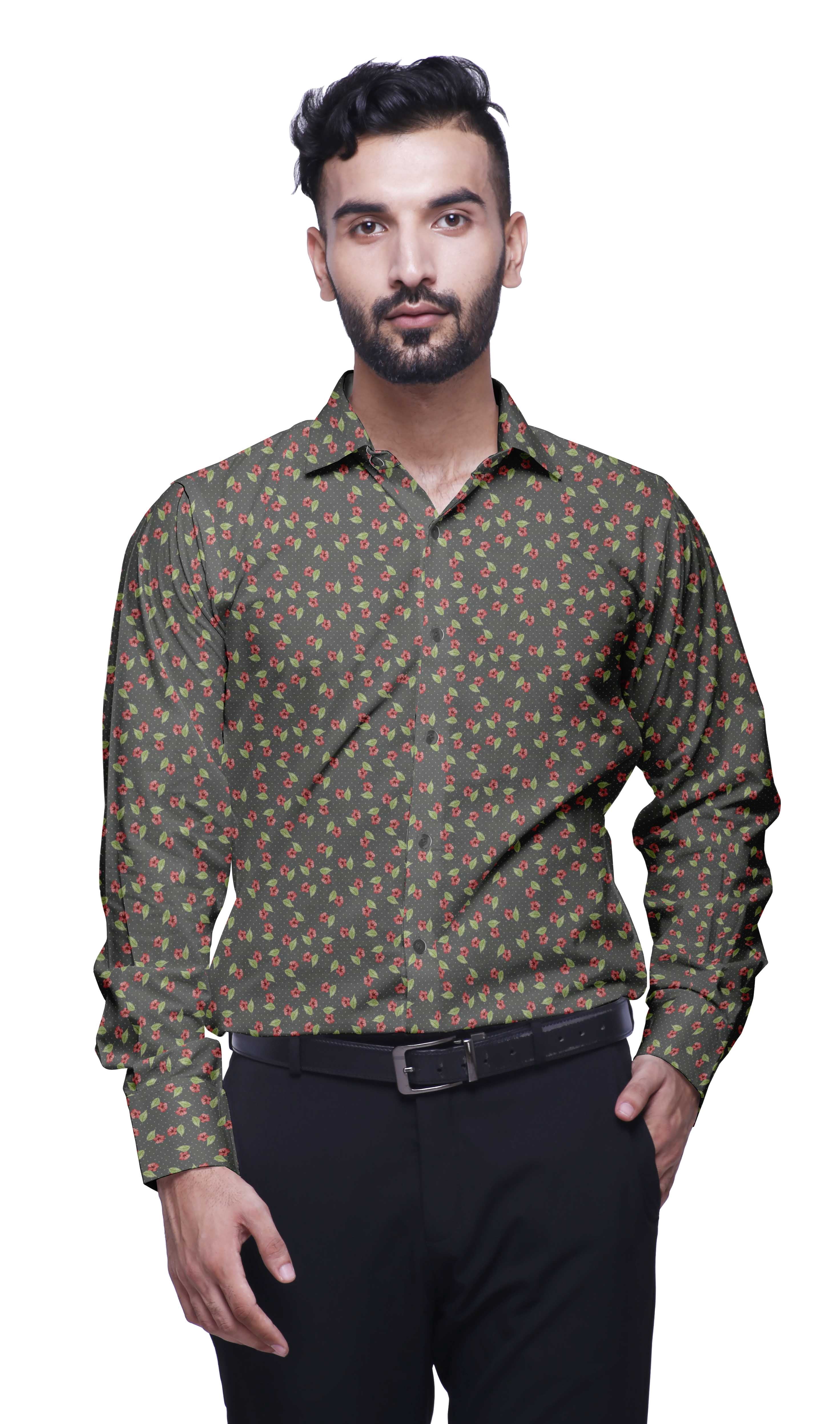 BESTMAN Printed Cotton Shirts For Men Long Sleeve Formal Shirt For Boy