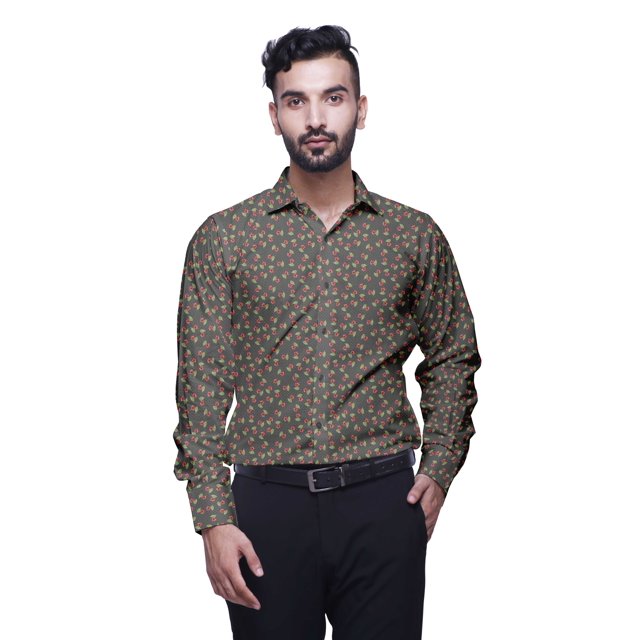 BESTMAN Formal Shirts For Men Slim Fit Printed Full Sleeve Shirts For Men