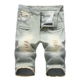 thumbnail image 1 of Cameland Men's Ripped Denim Trunks Stretchy Washed Jeans Trunks Cut-off Classic Fit Biker Jeans Trunks, 1 of 8
