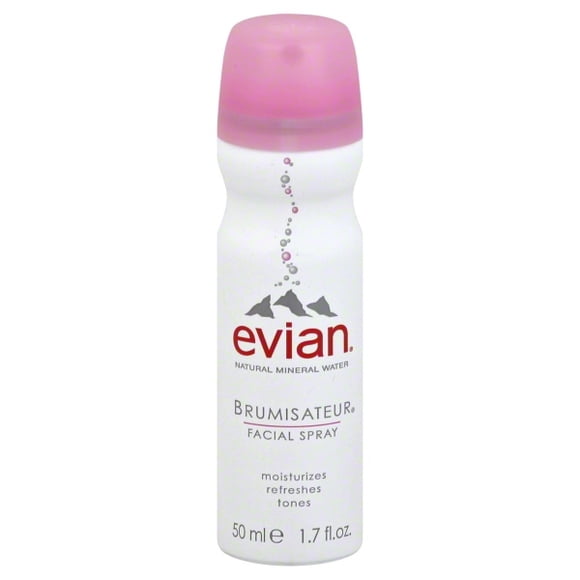 Evian Facial Spray 1.7 oz. - Instantly Hydrate - Refresh Skin - Revive Makeup - TSA Compliant - All Skin Types - French Alps Skincare