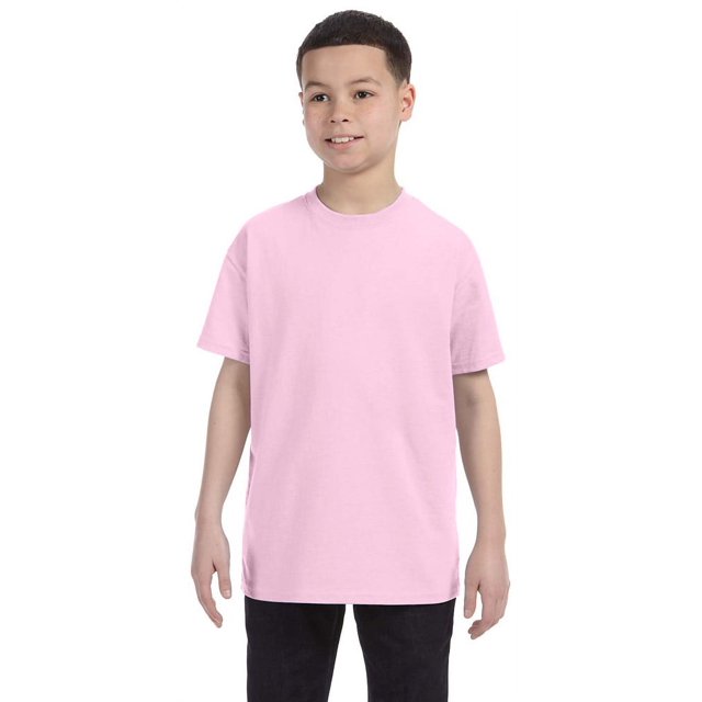 Hanes 54500 Youth Tagless T-Shirt - Pale Pink - Medium