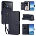 thumbnail image 2 of Four Leaf Clover Flip Cover for Xiaomi Poco X6 Pro Leather Wallet Case with Kickstand Dark Blue, 2 of 6