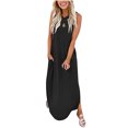 thumbnail image 1 of Lenago Robe Maxi Grande Taille pour Femmes Décontractée Ample Été Longue Robe Sans Manches Fendue Plage Maxi Robes avec Poches Robes de Plage Été en Solde, 1 of 7