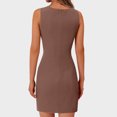 thumbnail image 4 of Ovzne Robes d'Été pour Femmes 2025 Robe Femme Mode Femme Couleur Unie Sans Manches Col Rond Bouton Robe Courte de Travail Robe de Printemps Liquidation, 4 of 7