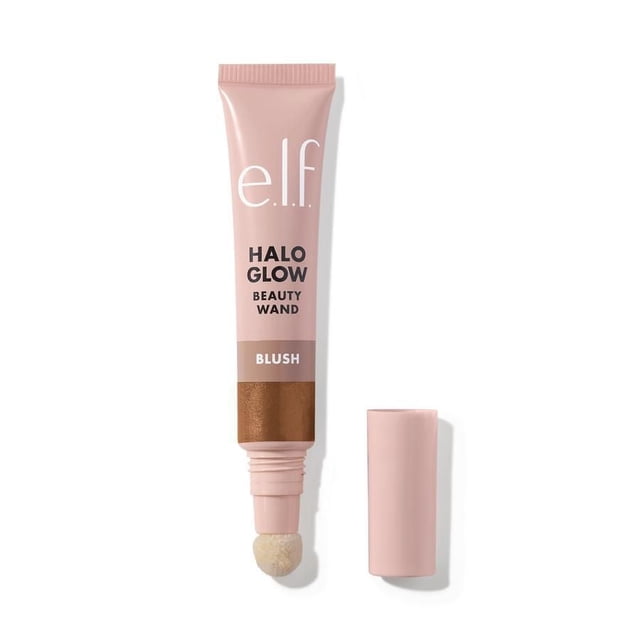 e.l.f. Cosmetics Halo Glow Blush Baguette Beauté Fard à Joues Liquide en tube Rose Doux avec Texte Noir et Blanc, avec un Applicateur à Embout Coussiné et un Capuchon Assorti à Côté, Conçu pour Ajouter une Touche Éclatante avec du squalane Hydratant