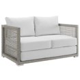 thumbnail image 2 of Modway Aura Causeuse de Patio Extérieure Moderne en Rotin et Tissu, Gris Blanc, 2 of 9