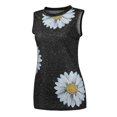 thumbnail image 4 of Qertyioot Hauts pour Femmes Hauts d'Été Col Rond Imprimé Marguerite Débardeur Sans Manches T-Shirts Blouse Graphique, 4 of 9