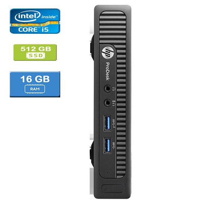 Remis à Neuf : HP 600 G1 MINI Intel Core i5-4570S 2,90 GHz, 16 Go, 512 Go SSD, Win 10 Pro