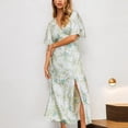 thumbnail image 4 of SMihono Robes Bohèmes d'Été pour Femmes Grande Taille Décontractées Taille Imprimée Jag Manches Courtes Robe à Col en V, 4 of 9