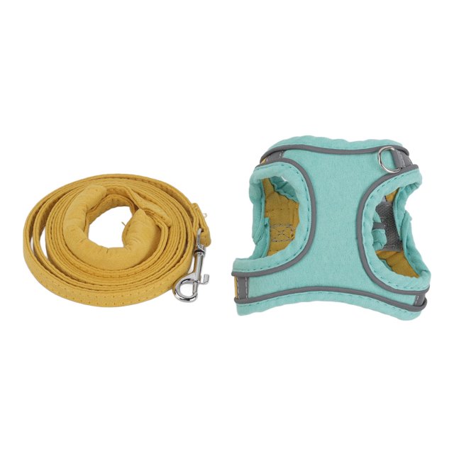 Cat Leashes Set, Cat Vest Harnesses And Leash Reflective Adjustable Comfortable For Walking For Outdoor Yellow Green XL