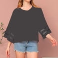 thumbnail image 2 of Timegard Hauts pour Femmes Col en V Manches 3/4 Chiffon Léger Ample Décontracté Fluide Haut Blouse Plage, 2 of 5