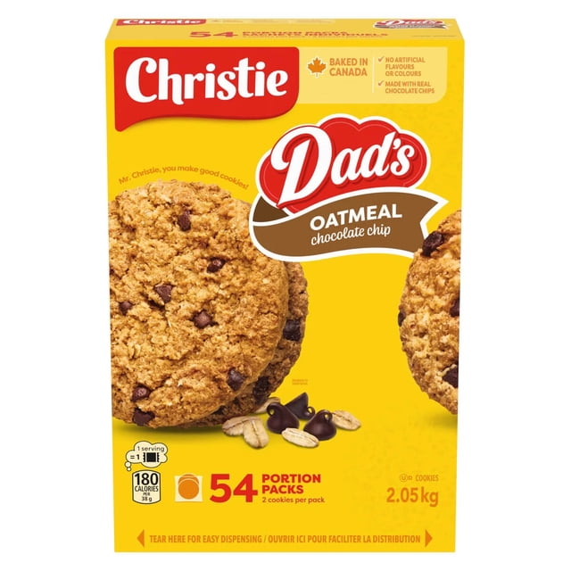 Dad’s Chocolate Chip Cookies Portion Packs, 2.05 kg — 54 Packs × 2 Cookies each / Individually Wrapped Snack Cookies