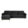 thumbnail image 2 of Lifestyle Solutions Canapé Sectionnel Leland en Tissu Noir Rembourré, 2 of 7