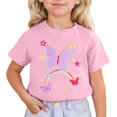 thumbnail image 1 of HNMKIU T-Shirts Filles Hauts Tees Chemises Mignon Imprimé Manches Courtes Col Rond T-Shirt pour Enfants Tenue Décontractée Confortable Mode de Tous les Jours, 1 of 4