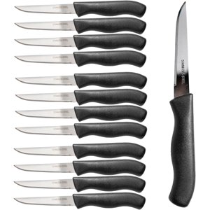 Couteau de parure et de garniture, 12-Piece Set, Couteaux avec bord droit 3 Lame de pouce, acier inoxydable, pointe de lance, coupe et pelage de fruits et légumes, noir
