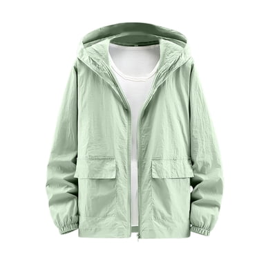 LOVZFMLL Vestes pour Hommes Vêtements de Protection Solaire pour l'Été Pêche en Plein Air Style Mince Vêtements de Protection Solaire Couleur Unie à Manches Longues à Capuche Veste Décontractée/veste