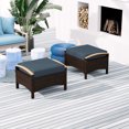 thumbnail image 2 of Outsunny Pouf Repose-Pieds d'Extérieur en Osier, 2 Pcs, Coussin Amovible, Bleu, 2 of 10