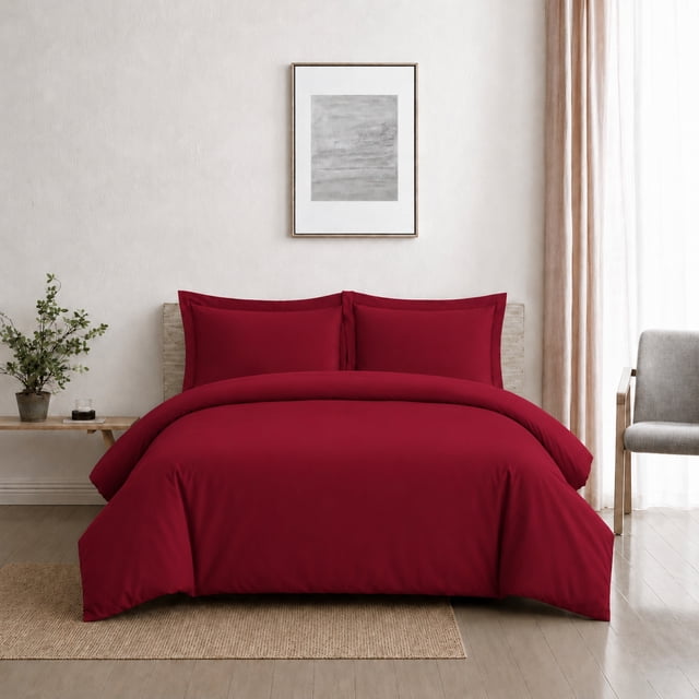 Swift Home Ensemble housse de couette unie ultra douce, Grand lit, Rouge