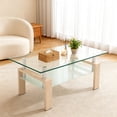 thumbnail image 1 of Rectangle Glass Coffee Table, Clear Coffee Table Modern Side Center Tables for Living Room Living Room Furniture, 1 of 12