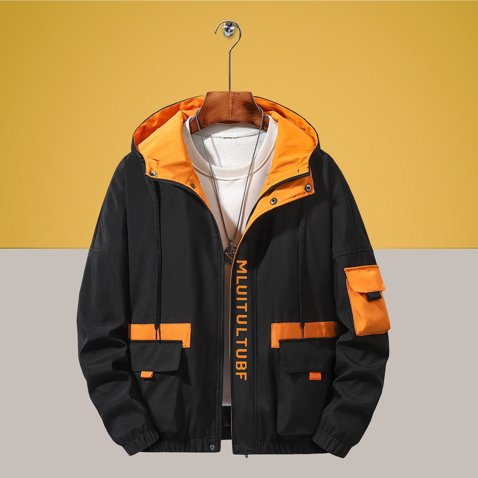 Weiqiqre Jacket for Men Waterproof Sport Snow Ski Outdoor Mountaineering and Riding Tactical Jacket Coat Drawstring Hooded Overcoat Jacket