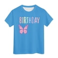 thumbnail image 1 of PMVFHDE Hauts de Bain pour Fille T-Shirt Fille d'Anniversaire à Manches Courtes T-Shirt d'Été à Col Rond Coupe Décontractée Chandails de Base Bleu Pâle, 6-7 Ans, 1 of 4