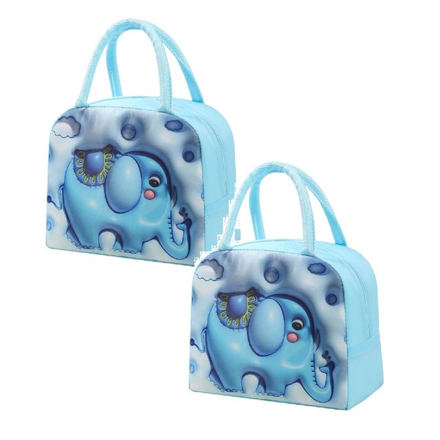 Oleegame 2 Pcs Sac de Rangement pour Produits à Main Sac Isolé Sac pour Boîte à Lunch Sac à Lunch Chiot Brun (Isolation 3D) Bleu