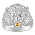thumbnail image 1 of RYLOS Rings Sterling Silver Lion Head Ring Diamonds in Eyes & Gemstone Mouth Fun Designer Rings Citrine Jewelry Size 7, 1 of 7