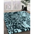 thumbnail image 3 of Ahgly Company Tapis d'Intérieur Lavable en Machine Carré Bleu Transitionnel Lagon Bleu, 8 Pieds Carré, 3 of 7
