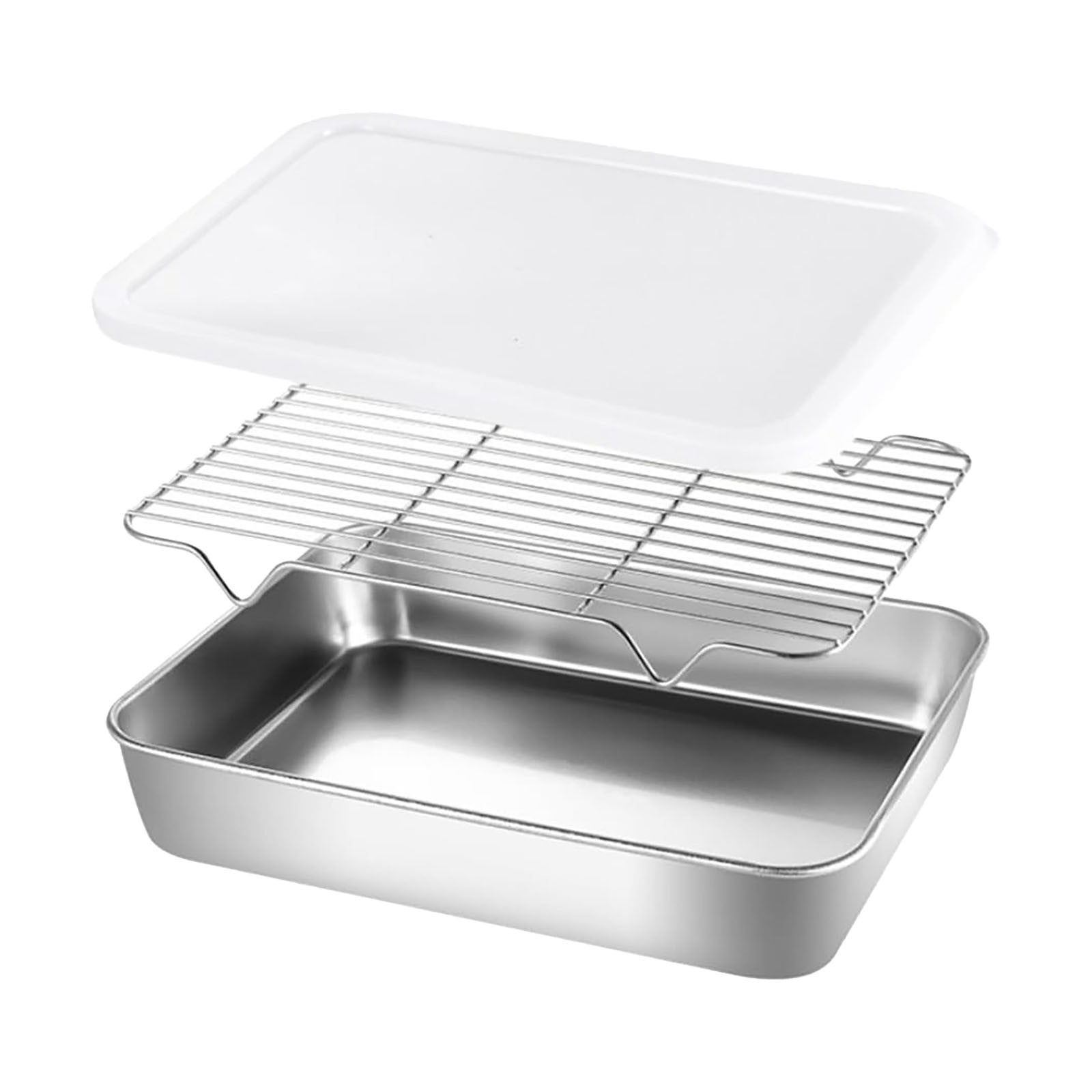 Stainless Steel Baking Tray Set with Wire Rack and Cover for Oven ...