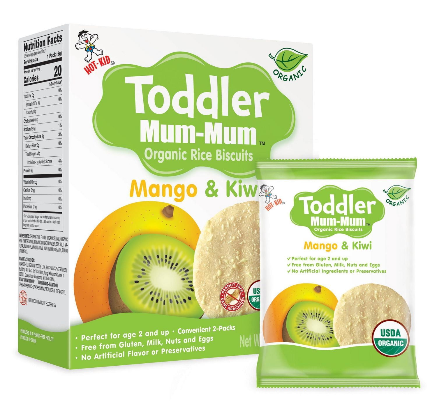 Toddler Mum-Mum Biscuits de Riz Biologiques - Mangue Kiwi