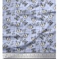 thumbnail image 1 of Soimoi Blue Rayon Fabric Coffee & CHill Text Fabric Prints By Yard 56 Inch Wide, 1 of 5