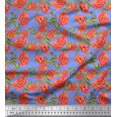 thumbnail image 1 of Soimoi Blue Velvet Fabric Leaves & Floral Decor Fabric Printed Yard 58 Inch Wide, 1 of 1