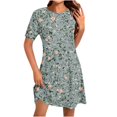 thumbnail image 2 of Ovzne Robes d'Été pour Femmes Robe d'Été Mode Féminine Robe à Col Rond Manches Courtes Imprimée Robe Chandail Robe de Printemps Manches Courtes Liquidation, 2 of 5