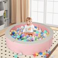 thumbnail image 2 of Costway 44.5" x 10" Baby Ball Pit Detachable Foam Ball Pit with 50 Colorful Ocean Balls Pink, 2 of 10