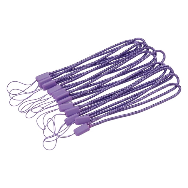 Unique Bargains 18cm Portable Item Nylon Cord Lanyards Hand Wrist Strap String Purple 20 Pack
