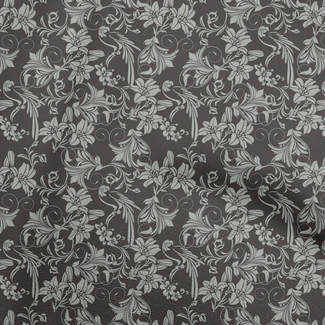 oneOone Cotton Flex Gray Fabric Asian Floral Craft Projects Decor Fabric Printed By The Yard 40 Inch Wide
