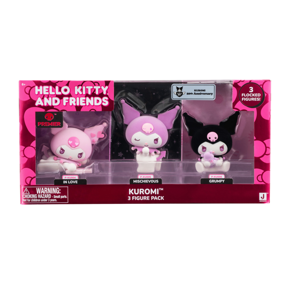 Figurine Kuromi™ de 4 pounces Hello Kitty® et amis Premier – Paquet de 3 – 20e anniversaire – Jouets pour enfants pis collectionneurs – 6 ans et plus