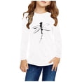 thumbnail image 1 of T-shirts à Manches Longues pour Filles, Col Rond, Imprimé Libellule, en Coton, T-Shirts Décontractés d'Automne et de Printemps, T-Shirts Graphiques Basiques pour Enfants (9 Ans, Blanc), 1 of 5