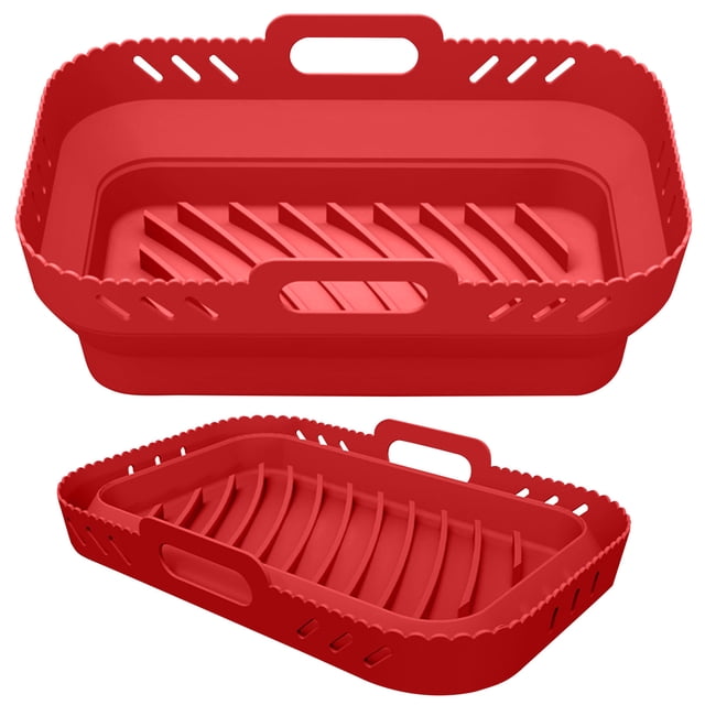 TIMIFIS Air Silicone Doublure en pour Friteuse à Chaud, Ensemble de Pots en Silicone pour Friteuse à Air Chaud pour Friteuse à Air Double Ninja, Plateau de Cuisson en Silicone Réutilisable pour Friteuse à Air, Panier pour Friteuse à Air pour Friteuse à Air Instantanée