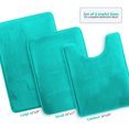 thumbnail image 3 of Set of 3 Clara Clark Bath Mat Bathroom Rug - Absorbent Memory Foam Bath Rugs - Non-Slip, Thick, Cozy Velvet Feel Microfiber Bathrug - Teal - Large 20"x32" - Small 17"x24" - Contour 24"x20", 3 of 6