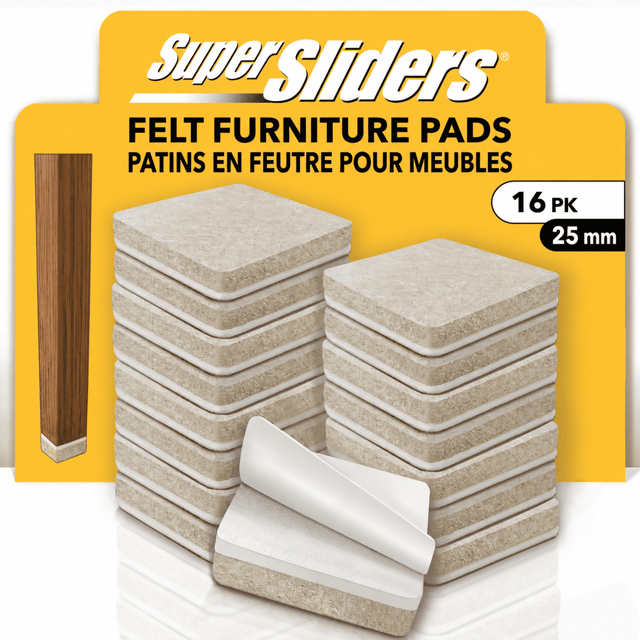 Super Sliders 2-1/2 inch Beige Round Felt Furniture for Hardwood and Tile Floors, 16 Pk