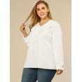 thumbnail image 4 of GRACE & GRANDEUR Women's Plus Size Tops V Neck Ruffle Boho Chiffon Blouse White 1X, 4 of 6