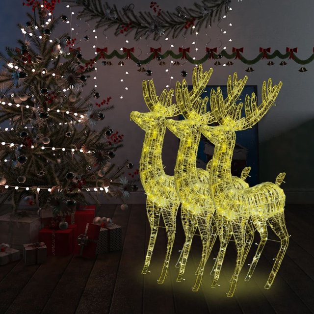 vidaXL TTG Rennes de Noël en Acrylique 250 LED 3 Pcs 180 cm Blanc Chaud