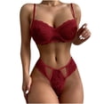 thumbnail image 2 of Fankiway Womens Hollow Out Lace Solid Color Sexy Sling Pajama Set Sexy Lingerie Set, 2 of 5