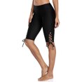 thumbnail image 1 of Women Board Shorts Lace Up Swim Shorts High Rise Long Swim Capris Bottoms, 1 of 7