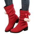thumbnail image 1 of LSLJS Bottes Mi-Mollet pour Femmes, Style Britannique en Daim Bout Rond Talon Épais Bottes Western Cowboy Bottes Slim, 1 of 5