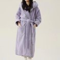 thumbnail image 1 of RXIRUCGD Mode Femmes Décontracté Uni Manches Longues Dames Ample Poche Garder au Chaud Peignoirs Faux Velours Tenue de Nuit Robe Chemises de Nuit( Violet, Taille:L ), 1 of 3