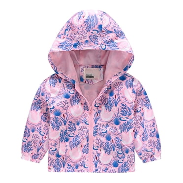 Lolmot Tout-Petits Enfants Bébés Garçons Filles Mode Mignon Dessin Animé Fleurs Motif Lapin Veste Coupe-Vent Manteau à Capuche