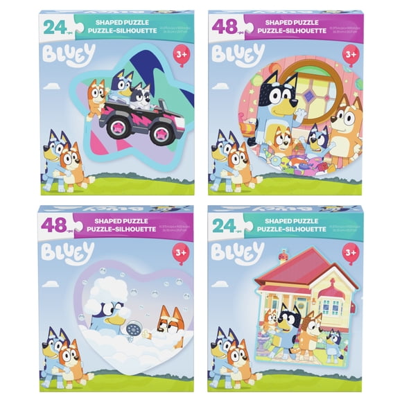 Bluey 4 24-Piece & 48-Piece Jigsaw Puzzles Bundle, for Ages 3 and up
